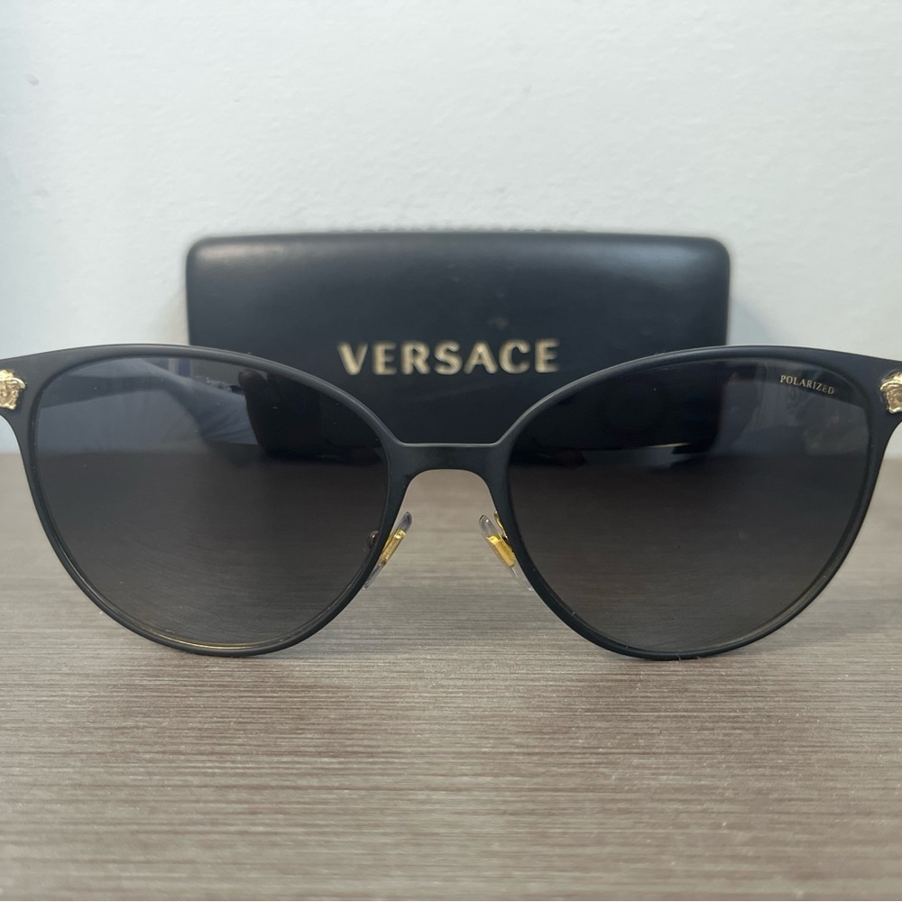 Versace Black Cat-Eye Sunglasses with Gold Accents